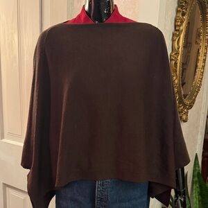 Charlie Paige Chocolate Brown Boatneck Sweater Poncho Cape One Size